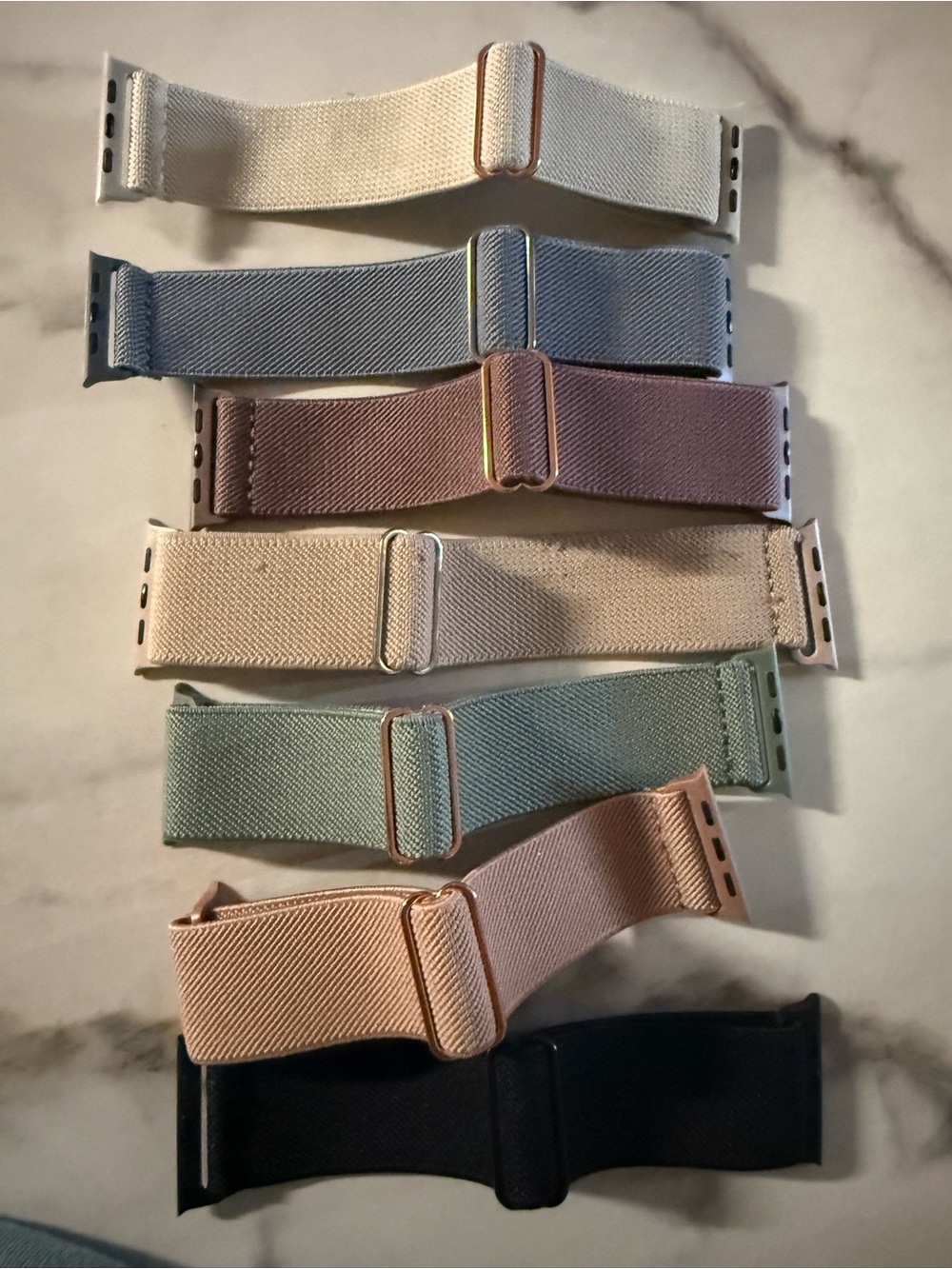 Stretch Fabric Apple Watch Band - Assorted Pastel and Black colors